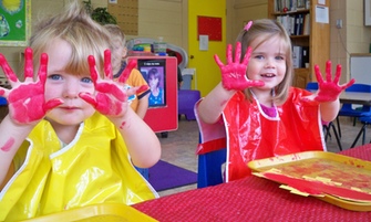 Fingerpainting at preschool